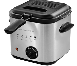lot 411 image: OVENTE 1.5L Electric Deep Fryer with Viewing Lid, Adjustable Temperature, Removable Basket, Cool-Touch Handle, 800W Stainless Steel, Easy to Clean  Silver