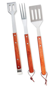 lot 419 image: Martha Stewart Collection Bbq, 3-Pc Wood Handled Utensil Set