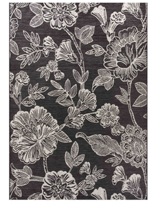 lot 431 image: Mainstays 7 x 10 Black & White Floral Outdoor Rug