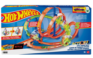 lot 437 image: Hot Wheels Track Set with 5 Crash Zones, Motorized Booster