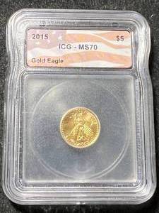 2015 AMERICAN GOLD EAGLE 1/10TH OZ .999 FINE GOLD ICG MS70