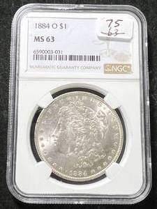 1884-O US MORGAN SILVER DOLLAR NGC MS63