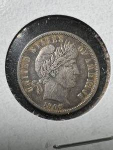 lot 24 image: 1907 US BARBER DIME