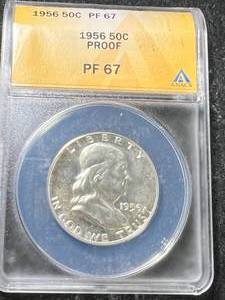 lot 26 image: 1956 US PROOF FRANKLIN HALF DOLLAR ANACS PF67