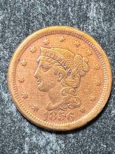 lot 73 image: 1856 US BRAIDED HAIR LARGE CENT