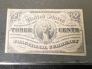 lot 74 image: 1863 US 3 CENT FRACTIONAL CURRENCY
