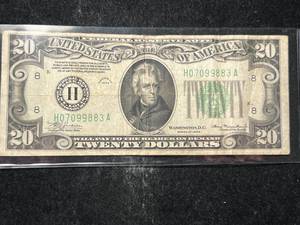 lot 79 image: 1934 US GREEN SEAL $20 FEDERAL RESERVE NOTE