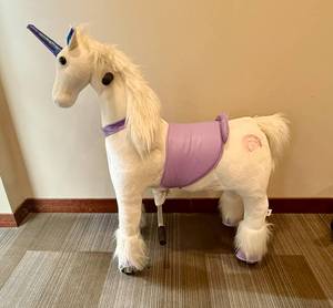 lot 51 image: Medallion My Pony Ride On Real Walking Unicorn Toy