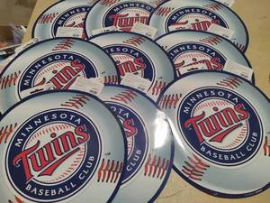 lot 124 image: Twins Hanging Cut-Out Baseballs