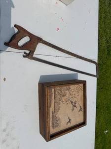 lot 101 image: HAND SAW AND KEY BOX
