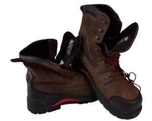 lot 21 image: Red Wing  Mens Size 12 E2 (Model 3516) - King Toe 8-In Steel Toe Safety Lace Up Brown Boots-