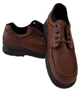 lot 28 image: Red Wing  Mens 9.5D ( Model 8659,)- Brown Leather Moc Toe Safety Steel Oil Resistant Shoe