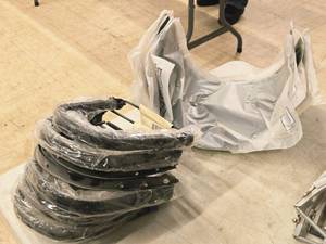 lot 26 image: (9) Fibre-Metal High Performance Faceshield Windows Model FM-70 (Dark Green) and (9) Mouting Brackets