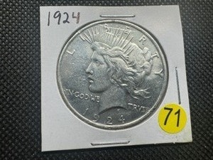lot 71 image: 1924 Peace Silver Dollar