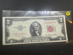 lot 97 image: 1953 Red Seal $2 Bill