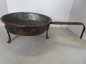 Copper & Iron Tri-Footed Antique Pan