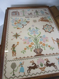 lot 29 image: Cross Stitch Sampler, God is Love