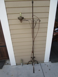 lot 36 image: Antique Wrought Iron Floor Lamp