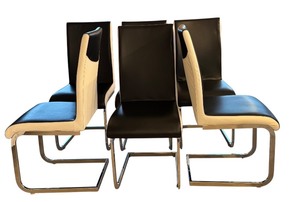 Set of 8 Modern Upholstered Dining Chairs with Cantilever Metal Base