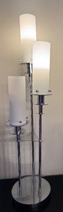 lot 31 image: Modern 3-Light Floor Lamp with Frosted Glass Shades