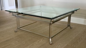 lot 25 image: Elegant Glass and Metal Coffee Table
