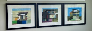 lot 36 image: Set of 3 Modern Architecture Prints with Black Frames