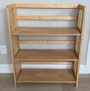 lot 43 image: Foldable Wooden 3-Tier Bookshelf