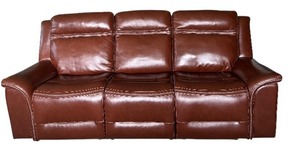 lot 3 image: Graham Leather Dual Power Zero Gravity Reclining Sofa, Chestnut Brown