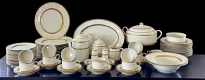 lot 101 image: Mikasa Antique Lace Fine China 68-Piece Dinnerware Set with Gold Trim