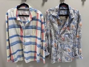 lot 110 image: Tommy Bahama Relax Mens Long Sleeve Shirts, Set of 2, Plaid and Floral