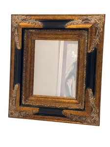 lot 127 image: 16 x 18 Ornate Gold and Black Framed Wall Mirror