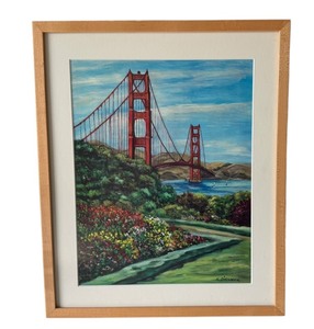 lot 140 image: Karin Diesner Framed Golden Gate Bridge Artwork