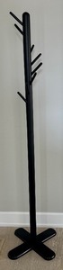 lot 49 image: 66-Inch Black Metal Coat Rack with Multiple Hooks