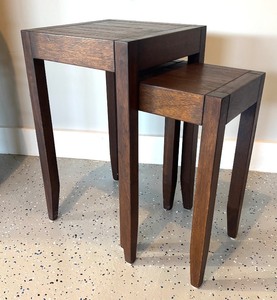 lot 55RR image: G - Set of 2 Wooden Nesting Tables with Tapered Legs