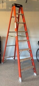 lot 199R image: G - Werner 8 Foot Fiberglass Step Ladder FIA08 300 lb Capacity