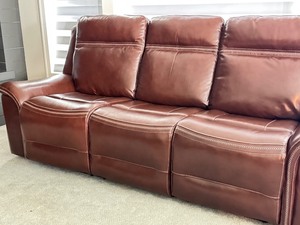 Graham Leather Dual Power Zero Gravity Reclining Sofa, Chestnut Brown