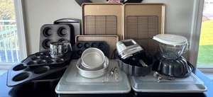 lot 166 image: K - Large Collection of Baking Supplies including Cuisinart Hand Mixer, Pans, and Bakeware