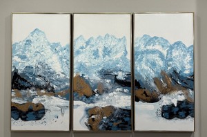 lot 18D image: Set of 3 Framed Abstract Mountain Art Panels