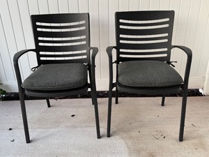 lot 167 image: Pair of Metal Patio Chairs with Cushions