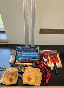 lot 215 image: Assorted Hand Tools and Tool Belts Set
