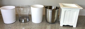 lot 223 image: Set of 5 Small Decorative Trash and Planter Bins