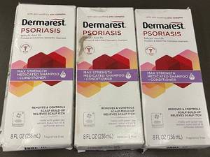 lot 18 image: Set of 3 Dermarest Psoriasis Max Strength Medicated Shampoo and Conditioner 8 fl oz