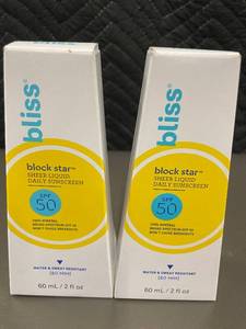 lot 43 image: Set of 2 Bliss Block Star Sheer Liquid SPF 50 Sunscreen, 60 mL