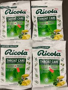 lot 51 image: Set of 4 Ricola MAX Throat Care Cool Peppermint 34 Drop Bags