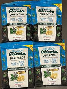 lot 53 image: Ricola Dual Action Peppermint Cough Suppressant Drops - 4 Packs of 34