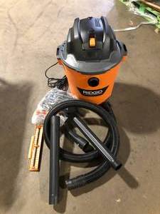 lot 5 image: RIDGID 12 Gallon 5.0 Peak HP NXT Shop Vacuum Wet Dry Vac with General Debris Filter used in working condition Customer Returns See Pictures