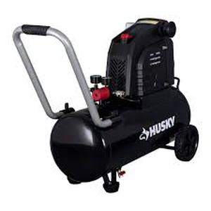 lot 14 image: Husky 8 Gal. 150 PSI Portable Electric Oil-Free Horizontal Hotdog Air Compressor with Rubber Wheels and 1-Quick Coupler Customer Returns See Pictures