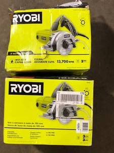 lot 20 image: Lot of RYOBI 12 -Amps 4 in. Blade Corded Wet Tile Saw Customer Returns See Pictures