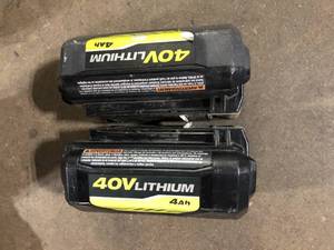 lot 37 image: Lot of RYOBI 40V Lithium-Ion 4.0 Ah Battery Customer Returns See Pictures