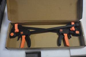 lot 44 image: WEN CLR122 12-Inch Heavy Duty Steel Bar Clamps and Spreaders with 2.3-Inch Throat, Two Pack
